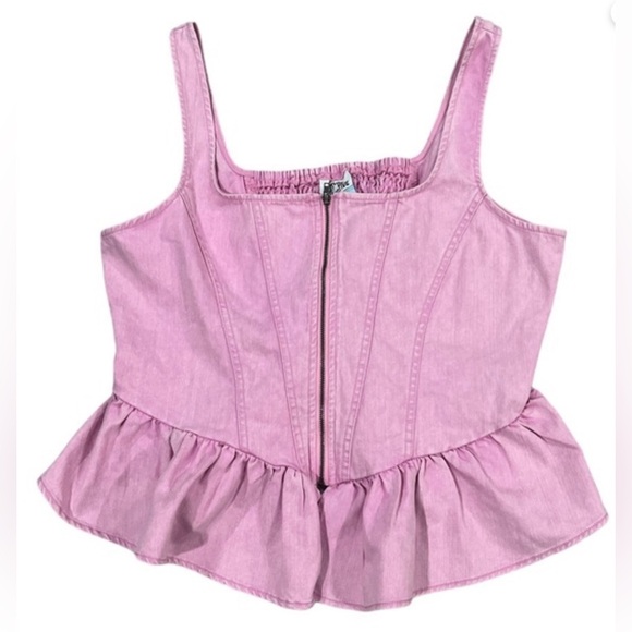 Denim Corset Top Future Collective Women's Pink Sleeveless - Picture 4 of 10